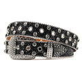 Western Luxury Crystal Alloy Buckle Women's Belt with Rhinestone Embedded Design Punk Fashion Trend PU Leather 3.5cm Width