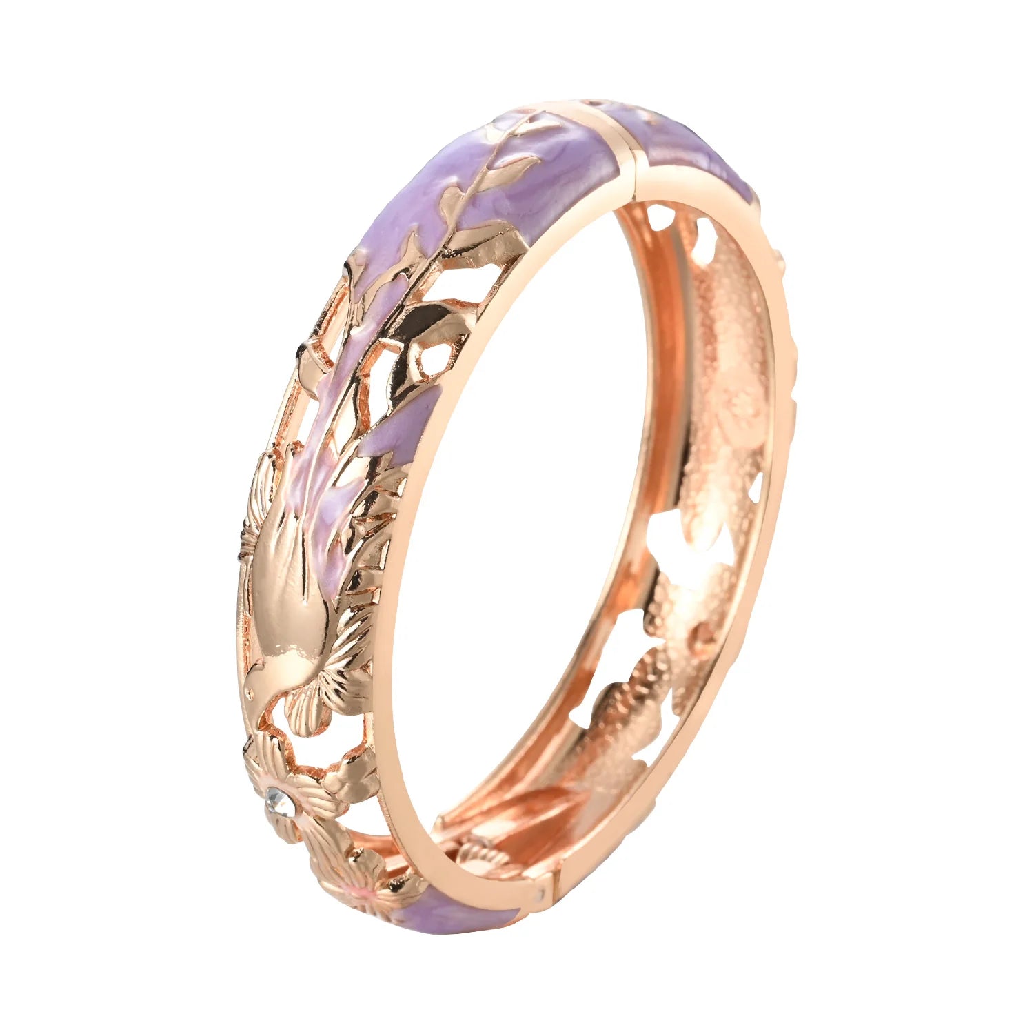 Daili Wholesale Cute Rose Gold Skeleton Purple Bracelet Gold Plated Bracelet for Girl Jewelry Bangle Custom Bangles