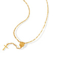 Cross Stainless Steel Gold Plated Pendant Clavicle Chain