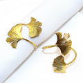 Wholesale Stocked Classic Eco-Friendly Metal Stainless Steel Golden Ginkgo Leaf Napkin Ring for Restaurant Parties