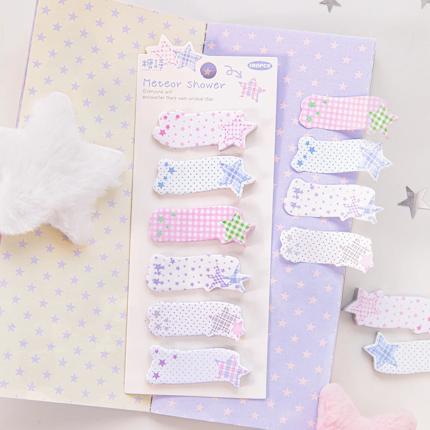 180 Pieces/Pack Indexed Shaped Cute Ins Sticky Notes Catch the Stars Series Student Message Memo Sticky Notes