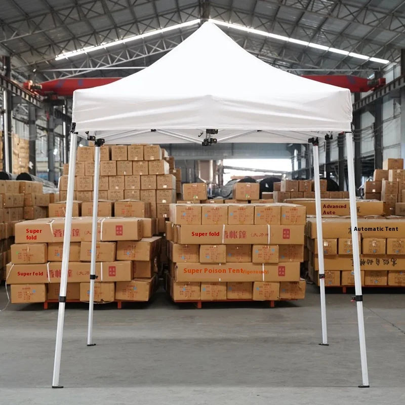 Custom Six-Edge Automatic Outdoor Exhibition Advertising Tent Sunscreen Rainproof Single Iron Logo for Foreign Trade Stall