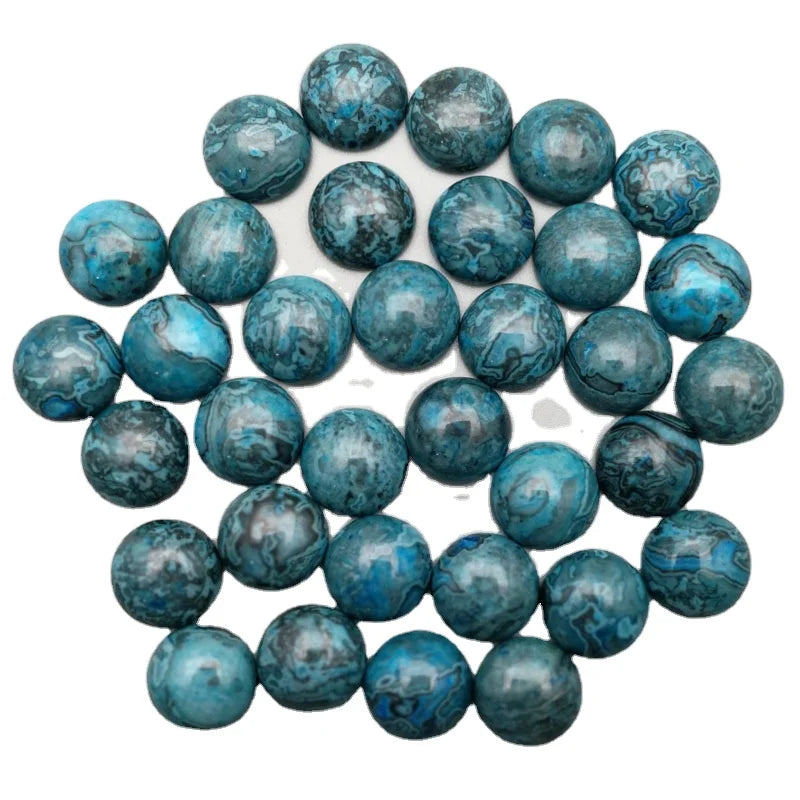 2026 Love Crystal Craft Blue Agate Round Cabochons 14mm Gemstone Earrings Stones Hot Sale Supplies Crafts