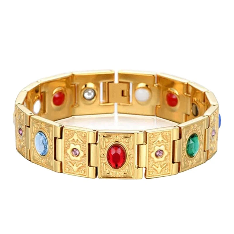 Duyizhao Stainless Steel Jewelry Wholesale Fashion Magnetic Germanium Titanium Steel Metal Bracelet for Men Color Gem Jewelry