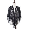 Yiwu QianLv 2025 Women's Elegant Single Layer Polyester Shawl Latest Solid Hollow Tassel Triangular Scarf Lace Trim Breathable