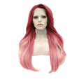 Celebrity Popular Ombre Pink Transparent Lace Frontal Wigs Futura Heat Resistant Synthetic Wigs for Fashion Women