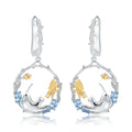 Abiding New Design Natural  Blue Topaz  Animal Earrings 925 Sterling Silver Cat Earrings Silver Earring Jewelry
