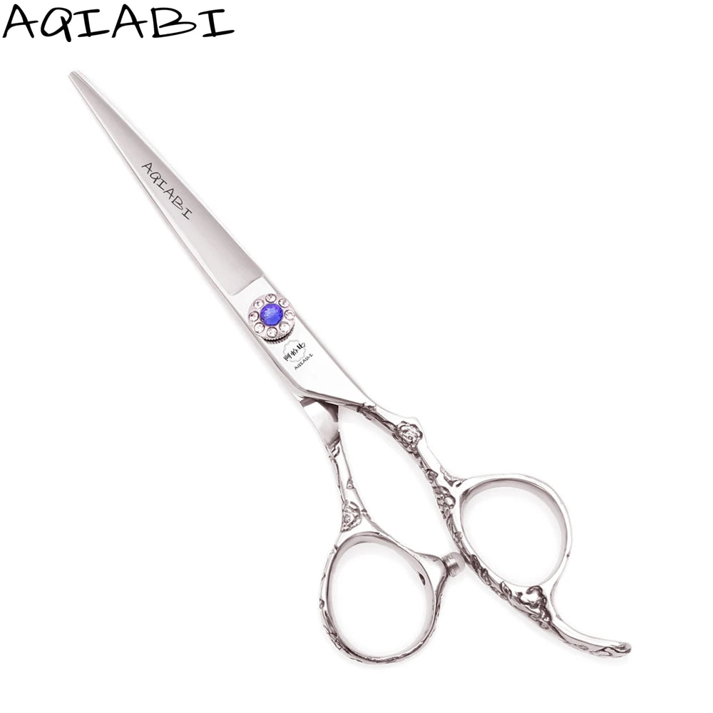 AQIABI Brand 5.5'' 6'' JP Stainless A9002 Barber Cutting Scissors Sharp Hairdresser Haircut Thinning Scissors with Plum Handle