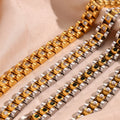 Tarnish Free Jewelry Zircon 18k Gold Plated Watchband Chain Bracelet for Women Water Proof Stainless Steel Jewelry