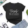 American Hot Style 100% Cotton Simple BLESSED Girl Women O Neck T-shirt