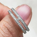 CAOSHI Wholesale Elegant Two Layer Full Simulated Moissanite Finger Engagement Couple Rings for Silver Plated CZ Rings for Women