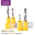 Startnow Mill Cutter Bit Down Cut Two Flute Left Spiral Bits Carbide Tungsten CNC Router Bits End Milling Parts