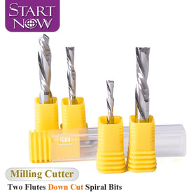 Startnow Mill Cutter Bit Down Cut Two Flute Left Spiral Bits Carbide Tungsten CNC Router Bits End Milling Parts