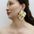 Fashion Jewelry New Design Fashionable Flower Earrings Retro Pearl Inlay Pearl Petal Exaggerated Women Earrings