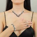 SC Popular Fashion Crystal Necklace Bracelet Ring Set Wedding Bridal Jewelry Set Luxury Water Drop Diamond Jewelry Set for Women