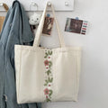 Fashion Simple Custom logo Size Fastness Embroidered Lace Canvas Bag Yoga Shopping Bag Large Capacity Traveling Bag for Worker
