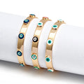 Boho New Arrival Enamel Turkish Blue Eye Bangle Gold Plating Open Cuff Evil Eyes Bangle