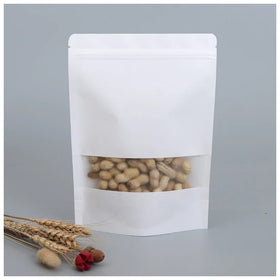 Free Design Seeds Customized Color Kraft Paper Mooncake Box Square Food Bags Window Packaging Zipper Top Lamination Noodle