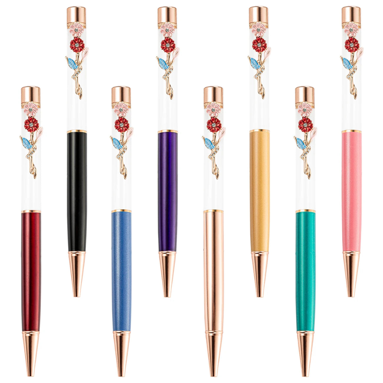 Hot Sales Glitter Power Shell Crystal Dry Flower Filled Diy 3D Oil Ball Pen Empty Tube Herbarium DIY Pen