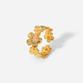 Stainless Steel 18k Gold Plated Oil Driping Enamel Jewelry Colorful Flower Finger Rings