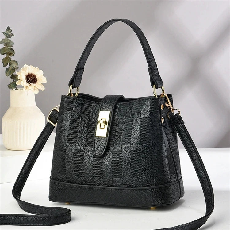 Black Latest Designer Cute Bucket Leather Bags Women Handbags Crossbody Ladies 2025