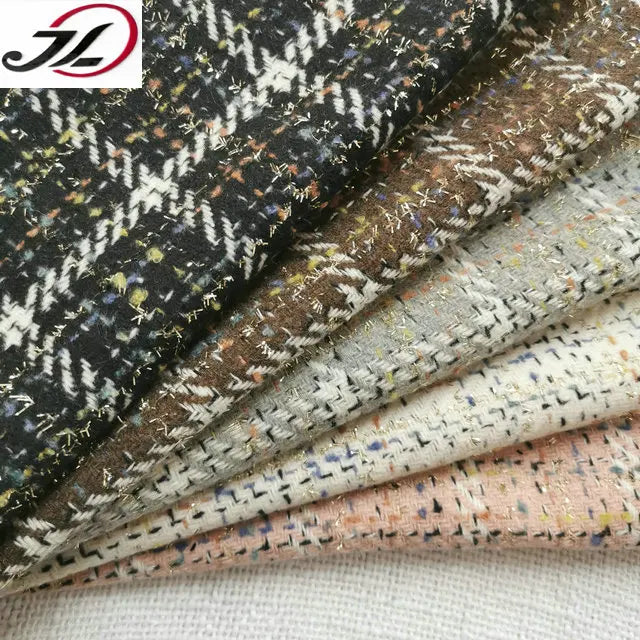 New Polyester Yarn Dyed Good Thread Fancy Yarn Tweed Woolen Fabric for Coat