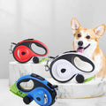 Automatic Retractable Pet Traction Rope with Poop Bag Dispenser Walking Running Durable LED Light Dog Leash