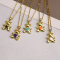 NM1184 Gummy Enamel Colorful Heart Bear Charms Pendant Necklace for Women