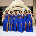 African Lace Elegant Maid of Honor Long Plus Size Customized Cheap Royal Blue Bridesmaid Dresses MBA985 MegaBDM