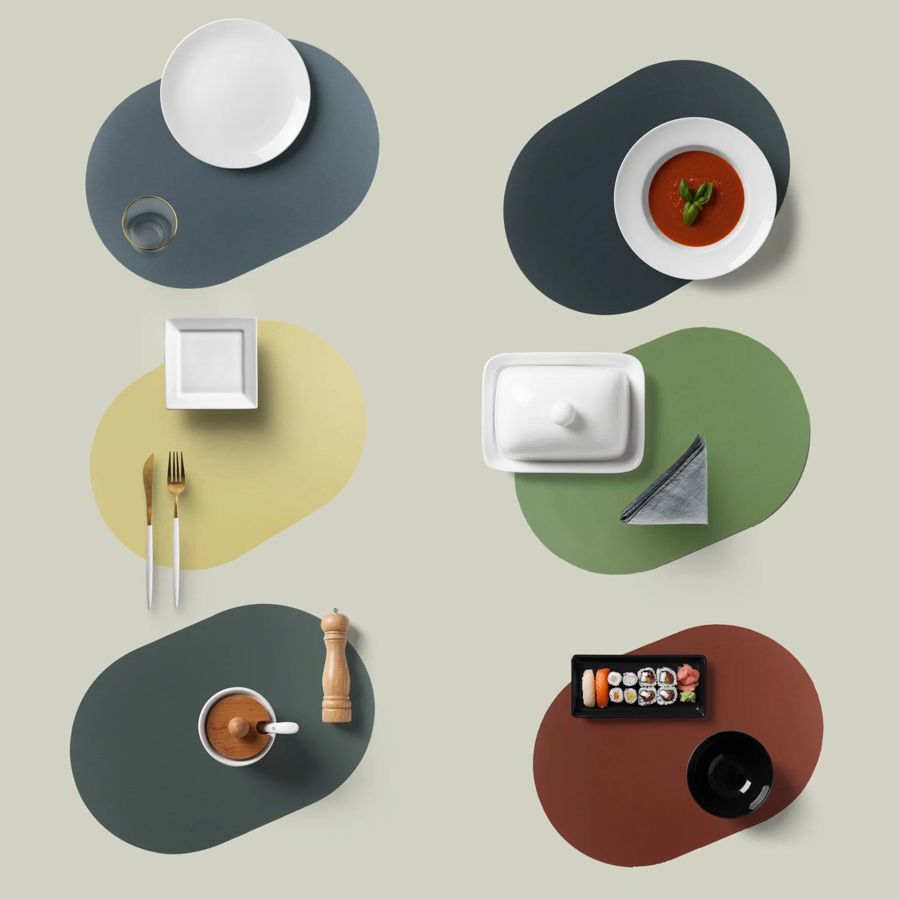 Hot Sale Customized Non-slip Waterproof Oval Silicone Dining Table Mats Heat Resistant Silicone Placmats