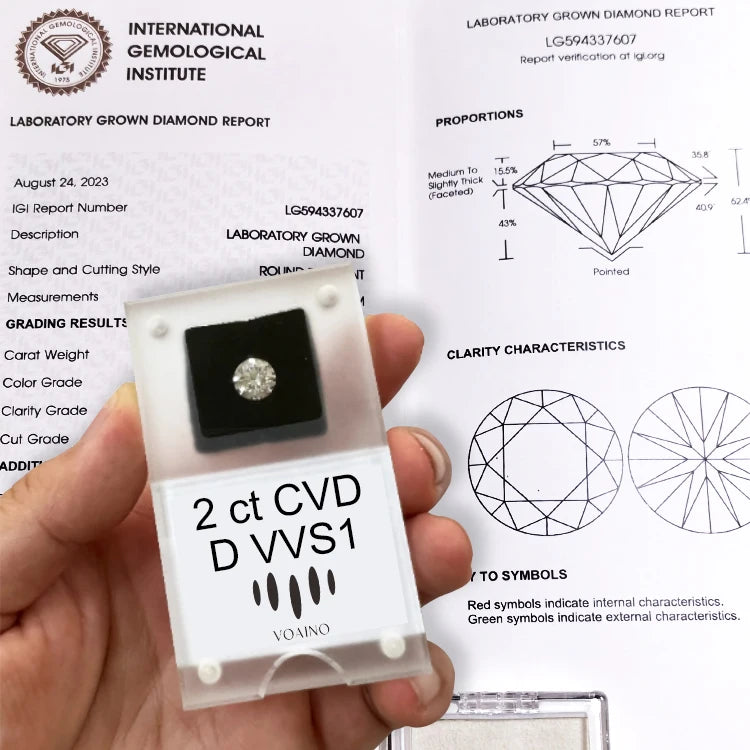 VOAINO 0.5ct 1ct 2ct 3ct D VS Loose Melee Synthetic Lab Created Diamond GIA IGI Certified Hpht Cvd Lab Grown Diamond China