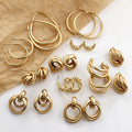 New Fashion Gold Color Trendy Round Geometric Hoop Earrings for Women
