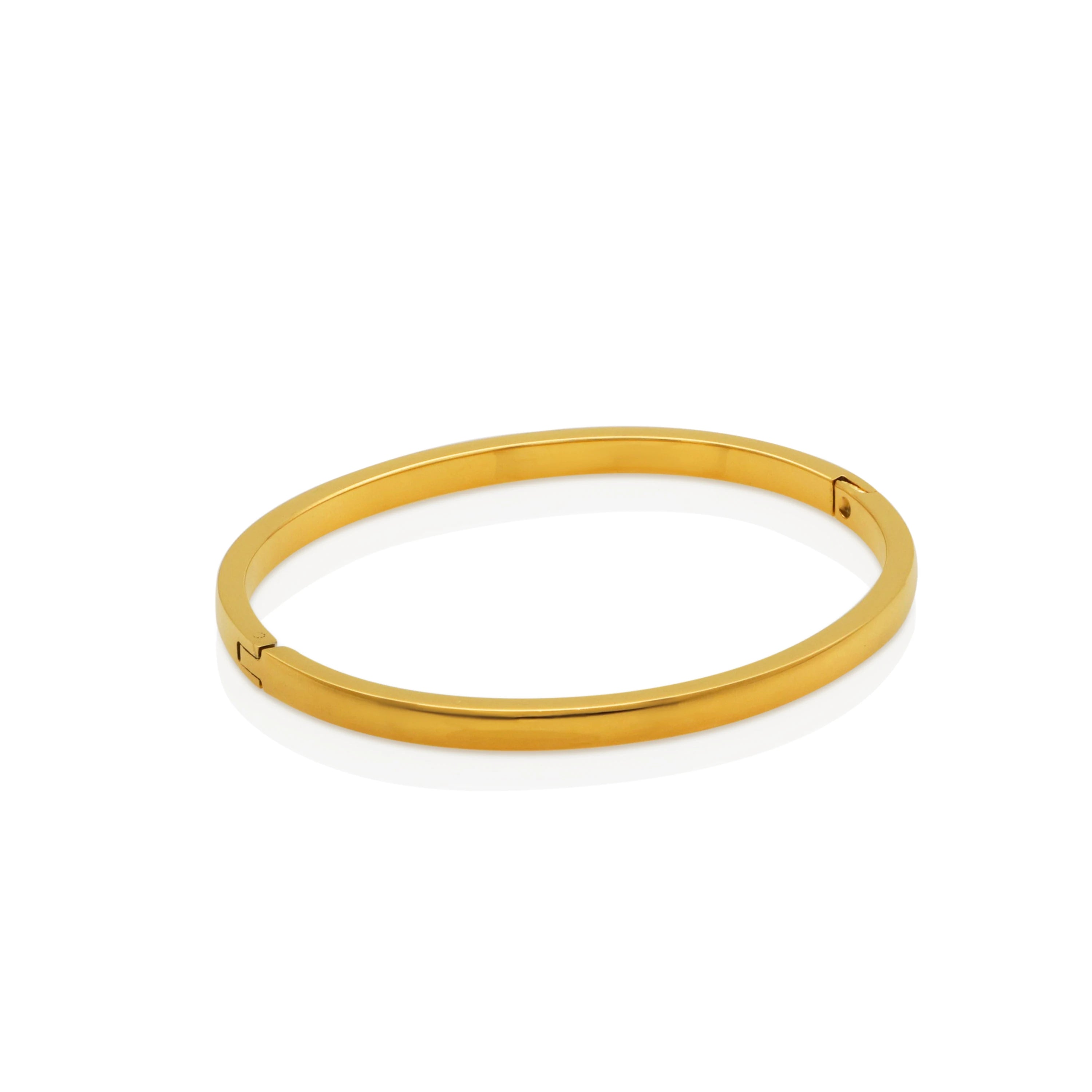 Chris April Minimalist Fashionable 316L Stainless Steel PVD Gold Plated Clasp Type Dainty Glossy Cuff Bracelet