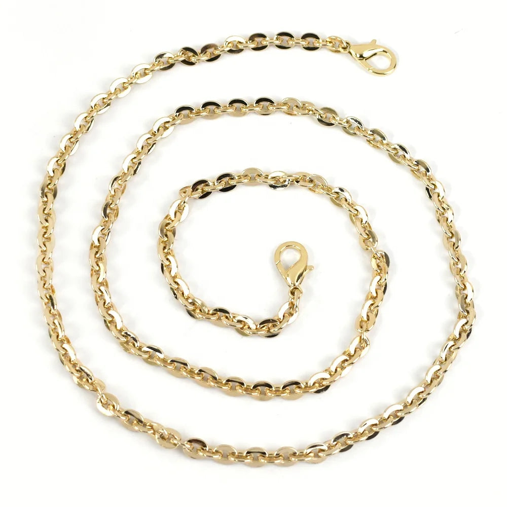Meetee B-C137 New Zinc Alloy Lobster Clasp Light Gold Flat O-shaped Electroplated Iron Chain