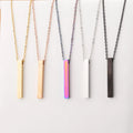 2026 New Stainless Steel Simple Three-Dimensional Long Necklace With Engraving Bar Shape