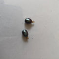 Real Black 7-8mm Freshwater Rice Pearl High Luster 18K Gold PVD Stainless Steel Hanger DIY Half Hole Drilled Charm Natural Loose