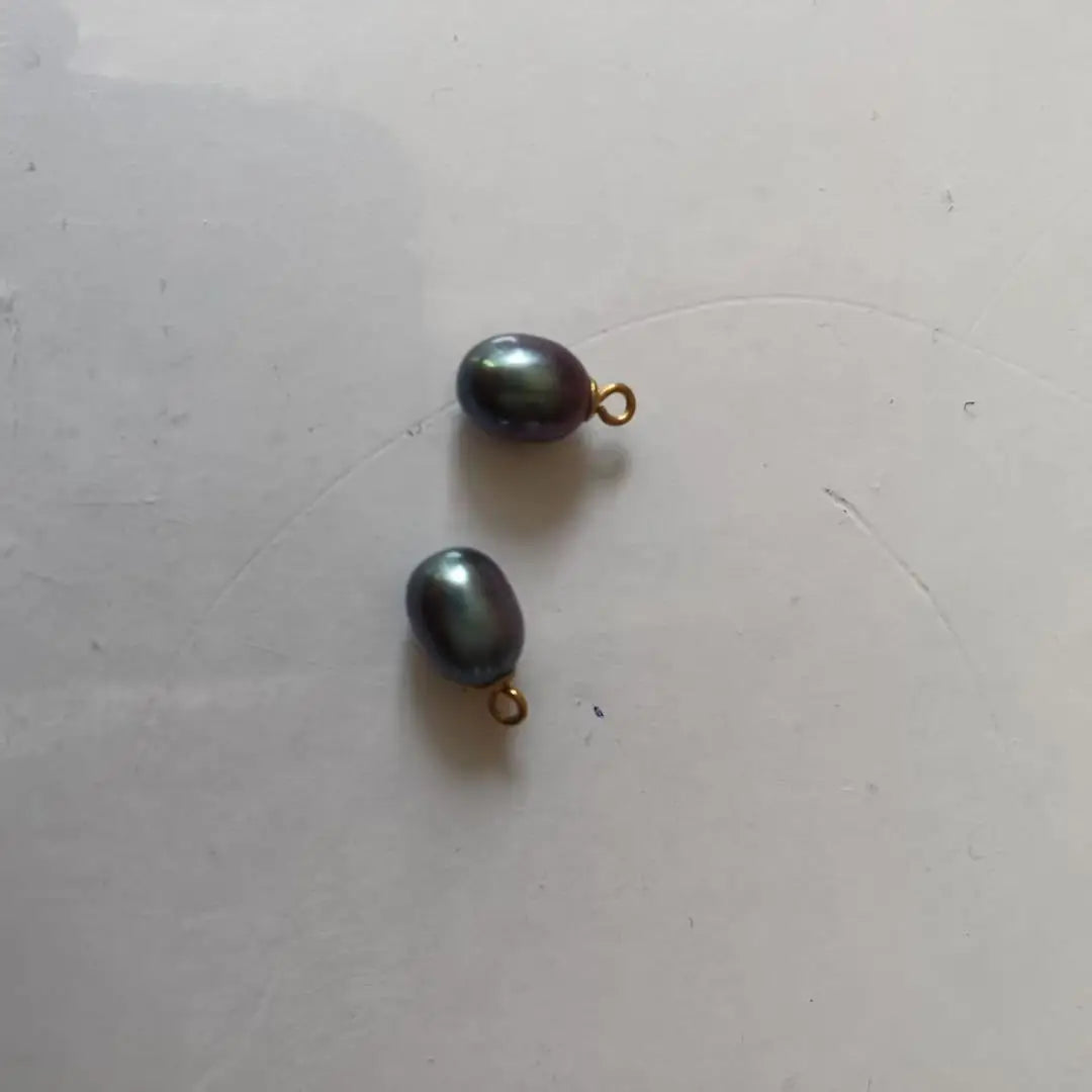 Real Black 7-8mm Freshwater Rice Pearl High Luster 18K Gold PVD Stainless Steel Hanger DIY Half Hole Drilled Charm Natural Loose