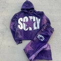 OEM Custom Men's Autumn Street Style 100% Cotton Fleece Tracksuit Applique Embroidery Silk Screen Printed Vintage Wash Set