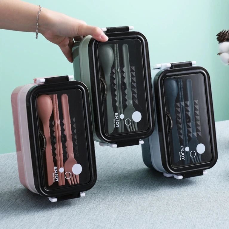 304 Stainless Steel Large Capacity Double-layer Insulated Lunch Box with Tableware Portable Lunch Box for Children Bento Box