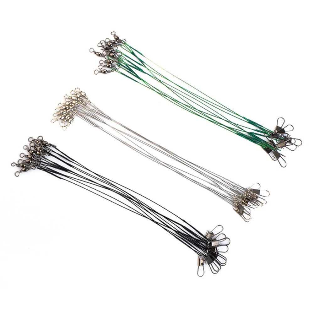 Newbility 50pcs 100pcs Power Heavy Duty Green Silver Black Color SIzes Saltwater Big Game Fishing Bulk Stainless Steel Leader
