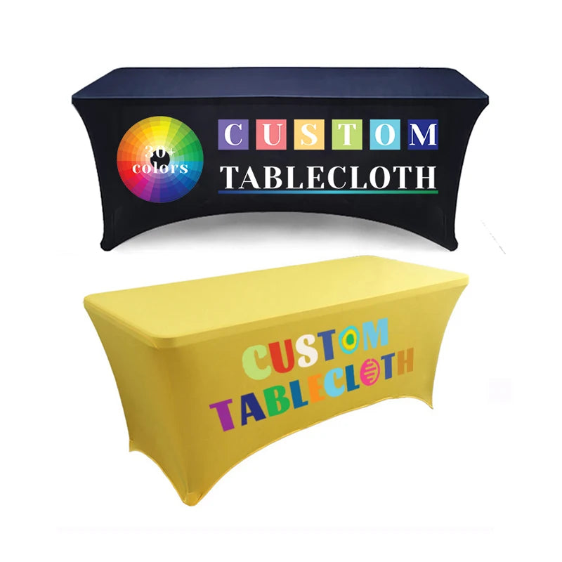 Customizable Size Logo ROMANCE Theme Advertising Table Cloth Fabric Spandex Polyester for Exhibition Promotional Party Supplies