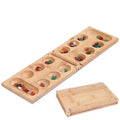 Portable African Strategy Game Wooden Mancala Board with 48 Stones for Sports & Entertainment