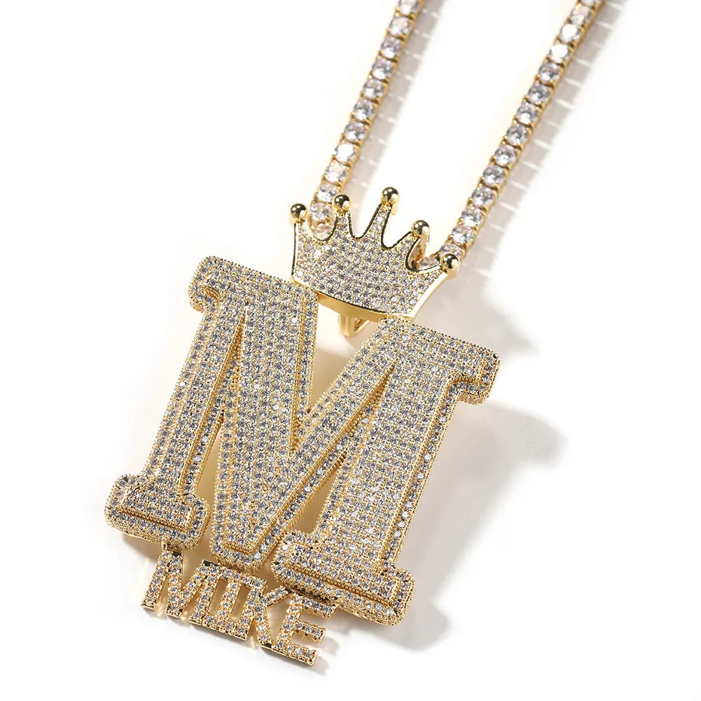 Custom Micro Paved CZ Diamond Fashion Copper Crown Hook Pendant Trendy Style Hip Hop Custom Charms with Main Brass and Zircon