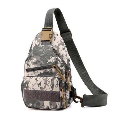 2022 Multi-Pocket Canvas Tactical Satchel Travel Sports Hiking Camping Chest & Shoulder Bag for Men with USB