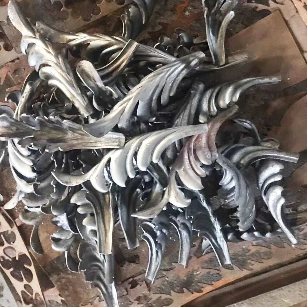 Wrought Iron Stamped Metal Leaves  for Staircase Railing Handrail Balustrade Balcony Gate Fence Parts
