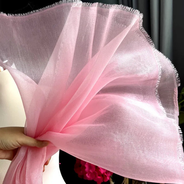 Bright Pleated Fabric Organza Fabric Pleated Yarn Lace Designer Fabric for Wedding Decoration