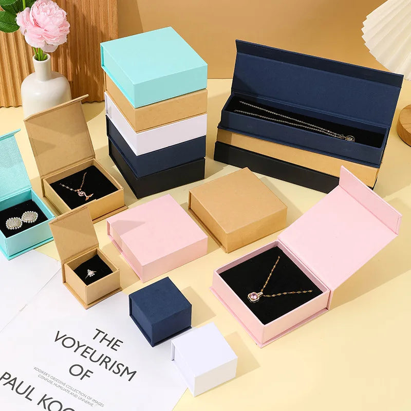 Hot Sale Book Shape Flip Style Recycled Materials Paper Jewelry Box for Necklaces Bracelets Pendants with Magnetic Closure