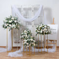 M-A281 Silk Flower Ball Stand Elegant Trumpet Vase Table Centerpiece for Wedding Table Decoration