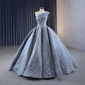 Customized Evening Dress Gray One Shoulder Bubble Skirt Elegant High Waist Train Performance Costume Socialite RSM231074