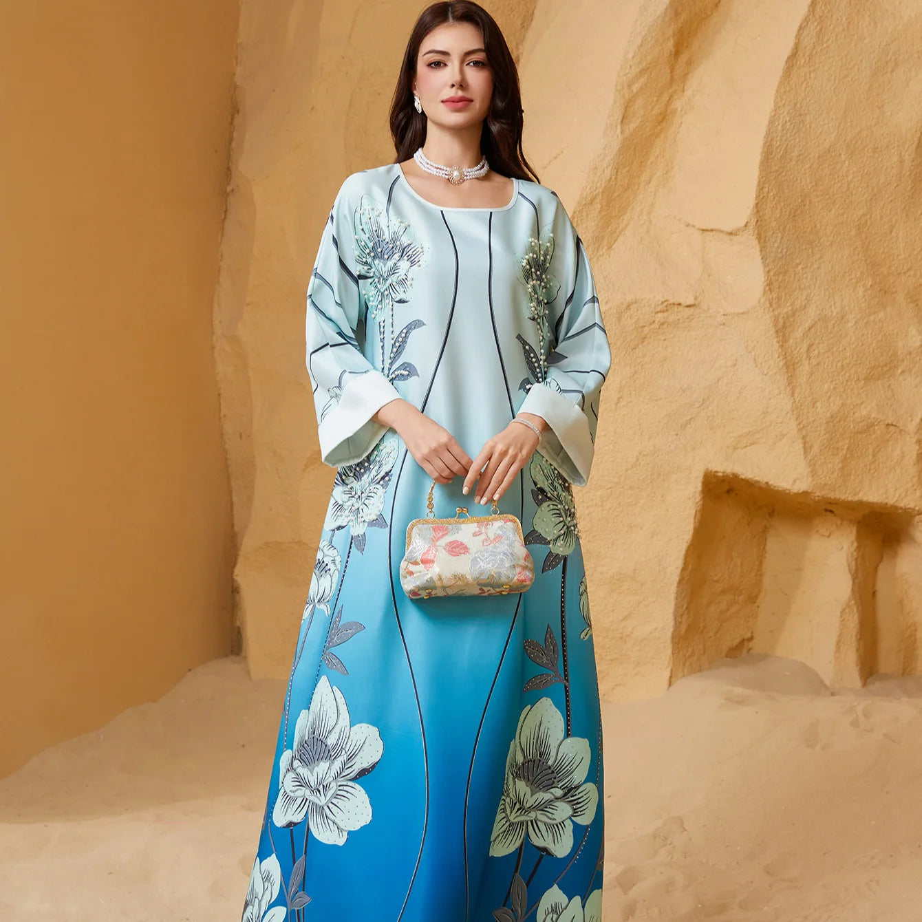 Uni Abaya Wholesale Muslim Clothing Turkey Floral Islamic Long Wearing Nida Dress Women Dubai Abaya